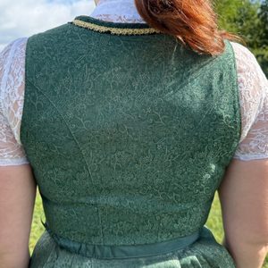 Women's Bavarian Style Dirndl Dress Green Velvet A-Line <b>Mini</b> With Apron V-Neck Short Sleeve Holiday Celebration Costume - Product Image 5
