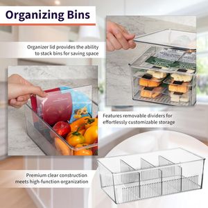 Contenitori Organizzatori per Dispensa con Divisori Rimovibili e Coperchi, Perfetti per Organizzare il Frigorifero e la Cucina - Product Image 3