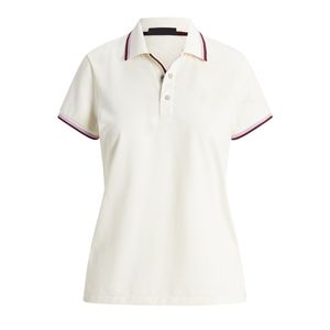 Polo de golf blanc et rose pour femme avec jupe plissée, robe de sport sans manches, tenue décontractée pour le tennis et le golf - Product Image 1
