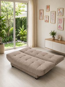 Canapé-lit moderne Velva Taupe convertible pour salon, appartement, hôtel, villa, hôpital, fabricant de tissus sur mesure - Product Image 3