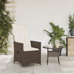 Chaise de jardin inclinable en rotin PE marron, design standard - Product Image 3