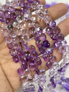 Cuentas de Cuarzo Amatista Rosa Natural Sombreado AAA, Forma de Corazón Facetado, Tipo Briolette, Tamaño Aprox. 6-7mm Cadena de 8 Pulgadas - Product Image 3