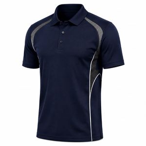 Chemise de sport décontractée pour homme en jersey tricoté à manches courtes, motif uni gris et noir, respirante, en polyester/coton - Product Image 4