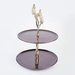 Round Two <b>Tier</b> <b>Cake</b> <b>Stand</b> Metal Serving Tray Display Rack For Party <b>Stand</b> Use For Serving Fruits Serving Tray - Product Image 2