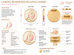 Breloques vintage en laiton avec placage or 1 micron, diamètre 12 mm, épaisseur 1,5 mm, émail rose, double boucle supérieure (chaque lot de 50) - Product Image 1