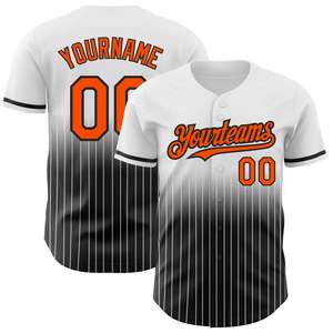 Maillot de baseball brodé par sublimation avec boutons personnalisés imprimés en gros, dégradé de couleurs, numéro et boutons - Product Image 4