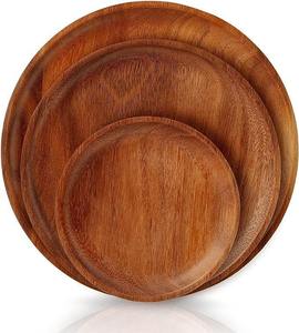 Plato de Madera de Mango Ecológico, Hecho a Mano, Pulido, de Color Sólido, Vajilla Clásica, Decoración de Cocina, Platos para Servir - Product Image 5