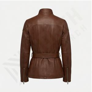 Chaqueta de Cuero de Moda Transpirable de Piel de Oveja, Chaqueta de Cuero Personalizada de Alta Calidad para Mujer - Product Image 3