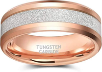 Bague de mariage en carbure de tungstène avec centre sablé étincelant, 8 mm, bord biseauté poli miroir, pour homme et femme