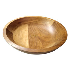 Cuenco de madera maciza multiusos, forma redonda, hecho a mano, para desayuno, aperitivos, sopa, servir ensalada de guerra, cuencos para cocina del hogar - Product Image 2