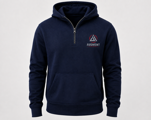 Sweat à capuche zippé en molleton bleu marine pour homme, coupe régulière, avec poche, couleur unie, logo imprimé sur le devant - Product Image 1
