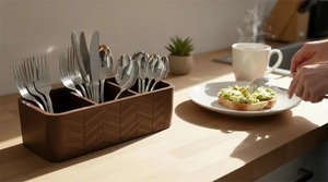Caja de madera para cubiertos con compartimentos inteligentes, organizador de utensilios de cocina, bandejas para cubiertos, para el hogar y la cocina, de la India. - Product Image 6