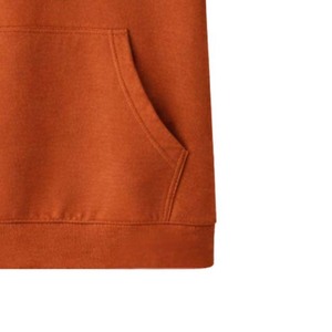 Mens <b>Short</b> <b>Sleeve</b> <b>Hoodie</b> Pullover Sweatshirt Rust Orange Solid Casual Kangaroo Pocket Drawstring - Product Image 6