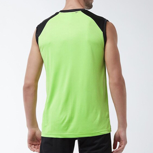 Camiseta sin mangas de algodón 100% de alta calidad, transpirable, de corte cuadrado, con logo personalizado, para gimnasio, para hombre, con ribetes. - Product Image 2