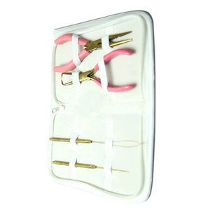 Professional Pink Hair Extension Tool Kit with Loop <b>Needles</b> Micro Ring <b>Beads</b> Pliers Hair Extension Installation Removal Tool Set - Product Image 5