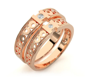 925 Sterling Silver Rose Gold Plated Geometric <b>Couple</b> <b>Rings</b> - Product Image 1