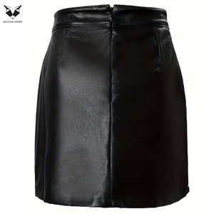 Nouvelle jupe mini en PU noire tendance, taille haute, forme ronde, design unique, très vendue, pour femmes (OEM) - Product Image 3