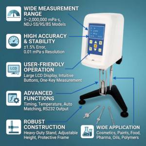 NDJ-5S Digitales Viskosimeter Rotationsartiges Laborviskosimeter zur Viskositätsmessung <span class=keywords><strong>Brookfield</strong></span> Research - Product Image 2