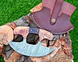 Cuchillo Ulu de Acero de Damasco Hecho a Mano, Cortador de Pizza, Afilado como una Navaja, Mango de Madera, Ecológico, para Uso en Cocina, Venta al por Mayor, Cuchillos de Caza - Product Image 3