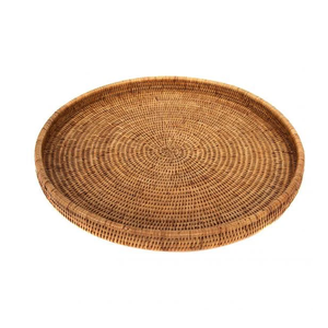 Plateau de service en rotin naturel de qualité supérieure avec poignée en bois, panier durable pour organiser le thé et les collations, idéal pour la table de cuisine - Product Image 2