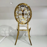 Chaise empilable en cuir blanc avec dossier en acier inoxydable à motif doré, design européen moderne pour salon, villa, salle à manger