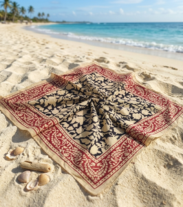 Handmade Bandana Indian Block Print Cotton Scarves Head Scarf Festival Hair <b>Accessories</b> Gift for Her Summer <b>Beach</b> <b>Accessories</b> - Product Image 3