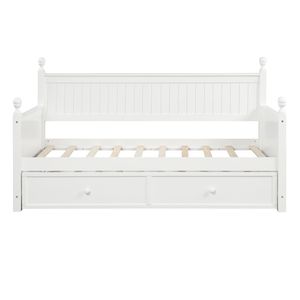 Letto singolo in legno bianco con letto estraibile per bambini - Product Image 6