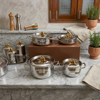 Ensemble de cuisine élégant en argent martelé, casseroles et poêles de designer avec couvercles en forme de citrouille, batterie de cuisine haut de gamme 4 pièces, idéal comme cadeau pour la cuisine