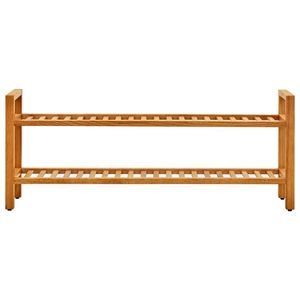 Scarpiera in legno massello di quercia con 2 ripiani 39.4 "x 10.6" x 15.7 "-soluzione di stoccaggio resistente ed elegante - Product Image 2