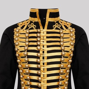 Men's <b>Black</b> <b>Wool</b> Hussar Jacket With Gold Embroidery And Faux Fur Collar Formal Winter <b>Coat</b> For Uniforms - Product Image 5