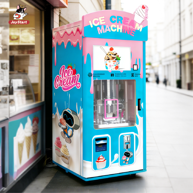 Best Commercial Full Automatic Soft Serve Ice Cream Vending Machine 32-inch Touchscreen SDK Function Multiple Payment Options