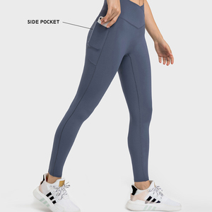 Breathable Gym Workout <b>Leggings</b> Yoga Pants Sportswear Manufacturer High Waist Breathable Thin Knitted Velour Solid Vintage Style - Product Image 3