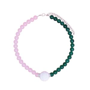 Collar de Perlas de Vidrio Rosa y Verde para Mujer, Joyería Elegante y a la Moda, Collar de Cuentas Hecho a Mano, Accesorio de Estilo - Product Image 1