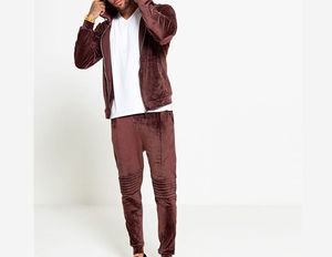 Survêtement en velours doux pour homme, deux pièces, veste zippée, pantalon droit - Product Image 6