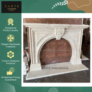 Chimenea de Pared de Mármol Art Deco Moderna con Marco de Piedra Tallada a Mano de Lujo y Calidad Superior para Interiores del Hogar - Product Image 2