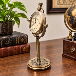 Horloge de bureau vintage en laiton, horloge de table nautique antique steampunk, horloge décorative maritime, horloge classique rétro pour bureau, salle d'étude, bibliothèque - Product Image 2