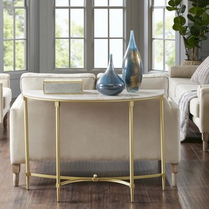 Mesa de Consola de Acero Inoxidable con Patas Artísticas, Estilo Contemporáneo, Ecológica y Duradera, Decoración para Sala de Estar, Pasillo o Vestíbulo - Product Image 1