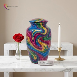Premium Colorful Swirl Aluminum Cremation <b>Urn</b> Artistic Memorial Keepsake Jar for Human Ashes Adult <b>Large</b> Decorative Funeral Vase - Product Image 3
