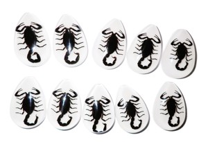 Black Scorpion Real Specimen Plastic Cabochon Pear Cut <b>Top</b> 46x30 mm White Flat Bottom for Crafts and Jewelry Making - Product Image 5