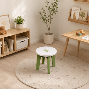 Petit tabouret décontracté en contreplaqué de pin américain, durable et sûr, chaise à bords lisses, meubles de salon pour enfants - Product Image 4