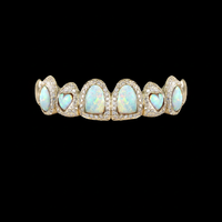 Glamour Moissanite Ronde Taille Brillant Grillz Plaqué Or Sertissage Clos Bijoux Unisexe pour Fête Accessoire Buccal Hip Hop Glaçé