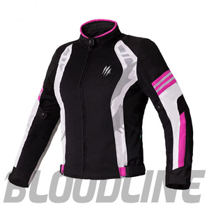 Chaqueta de Motocicleta de Malla Blanca para Mujer, Manga Larga, Transpirable, para Verano, con Detalles en Verde Azulado, Logotipo Estampado en la Parte Delantera - Product Image 4