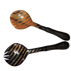 Spatules de service en corne noire, écologiques, compatibles lave-vaisselle et micro-ondes, avec logo personnalisé - Product Image 1