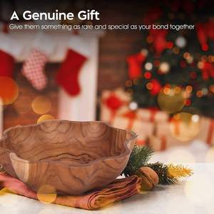 <b>Rustic</b> <b>Wooden</b> Fluted Bowl Large Decorative Serving Bowl for <b>Dining</b> <b>Table</b> Fruit Display Home Decor - Product Image 2