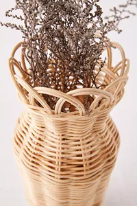 Boho <b>Small</b> Rattan <b>Vase</b> Handmade Wicker Flower Holder Natural Rattan Decorative <b>Vase</b> for Dried Flowers Table Shelf Decor - Product Image 4