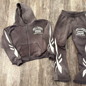 High Quality Winter Casual Embroidered Hoodie <b>Pants</b> Tracksuit Patch Embroidery Two Piece Streetwear Set 100% Cotton - Product Image 5