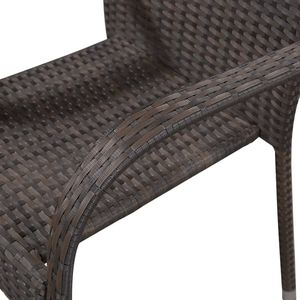 Set di 4 Sedie da Pranzo in Rattan PE Marrone con Struttura in Acciaio Verniciato a Polvere, Collezione Sedie da Giardino - Product Image 4