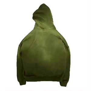 Chándal unisex verde oliva con capucha y cremallera, chaqueta y pantalones a juego, color sólido, corte holgado informal, manga larga, ropa de otoño - Product Image 2