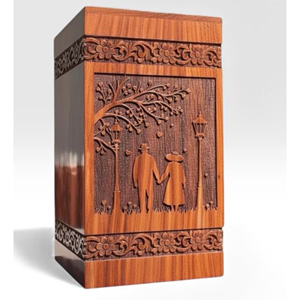 Antique Design Sheesham Wooden Urn for Human Ashes Rectangle Rosewood Resin Mix Adult Funeral Urn <b>Box</b> Columbarium Urn by AYAANS - Product Image 3