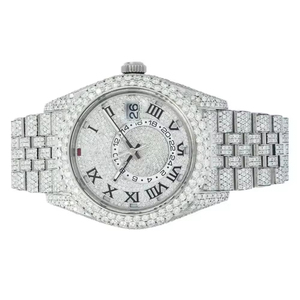 Reloj de Lujo Personalizado con Caja Cuadrada de Cuarzo, Resistente al Agua 10 Bar, Fecha Automática, Acero Inoxidable, Unisex, Oro Blanco, Diamante Moissanite VVS - Product Image 2